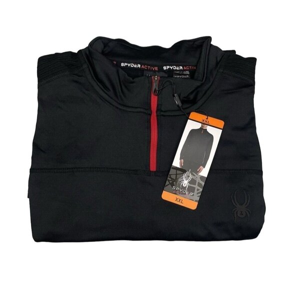 SPIDER Active ProWeb Black 1/4 Zip Stretch Performance Pullover XXL - Picture 2 of 15